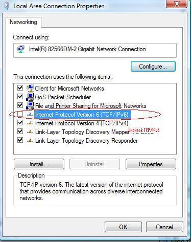 Screenshot of the Internet Protocol Version 6 (TCP/IPv6) check box