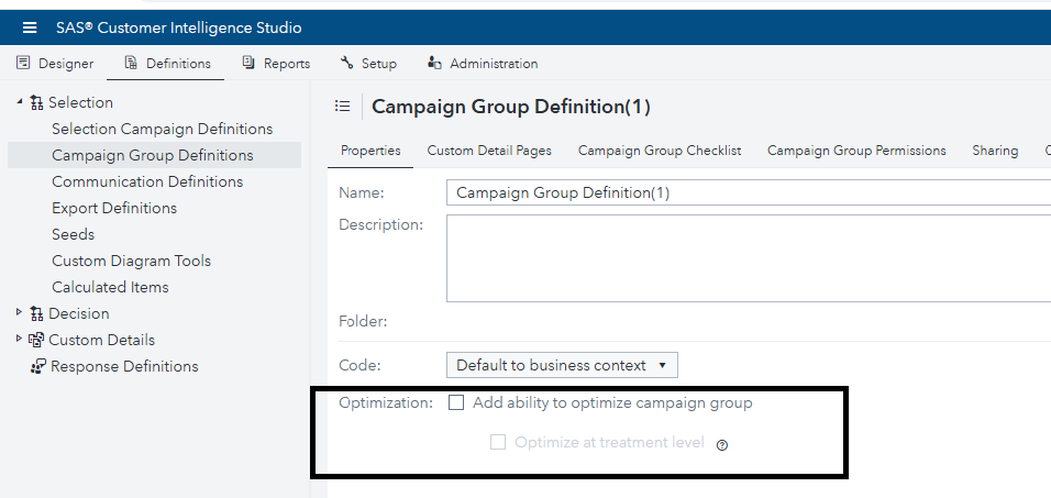 Non-optimized group definition.